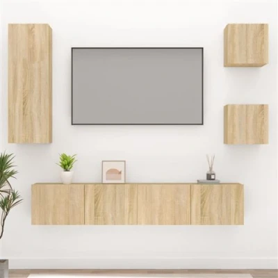 Afbeelding van vidaXL 5 delige Tv meubelset bewerkt hout sonoma eikenkleurig