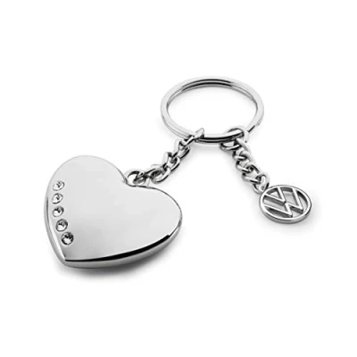 Afbeelding van Volkswagen 7E9087010A 3D hartvormige sleutelhanger met Swarovski stenen, zilver, spuitgegoten zink, VW Classic, 60 x 20 cm, chroom, eenheidsmaat, klassiek, Chrom, klassiek