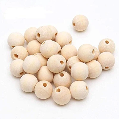 Afbeelding van DAHI 200 stuks houten kralen om te rijgen, 14 mm, met gat, voor het knutselen en sieradenaccessoires (14 mm kralen)
