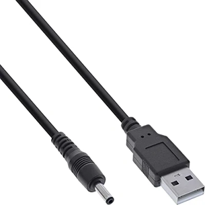 Afbeelding van InLine 26806A USB DC mannelijk naar voedingsadapterkabel 3,5 x 1,35 mm stekker zwart 1 m