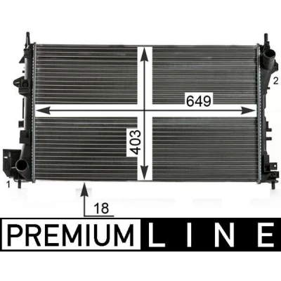 Afbeelding van MAHLE ORIGINAL CR 40 000P Radiateur 649mm 403mm 18mm Koelribben mechanisch gelast OPEL: Vectra C CC, SAAB: 9 3 Saloon