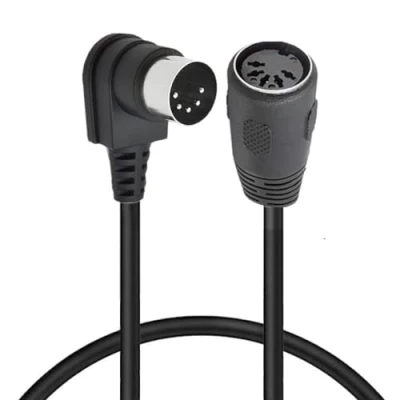Afbeelding van MIDI DIN, 5 pins verlengkabel 90 graden DIN stekker naar bus MIDI/AT audio adapterkabel voor toetsenbord synthesizer, orgaan, elektrische piano, gitaar (50 cm)