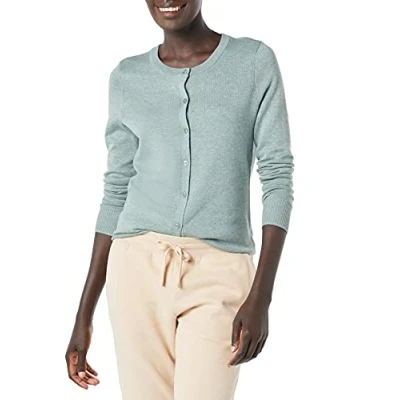 Image de Amazon Essentials Gilet Col Rond Léger (Grandes Tailles Disponibles) Women&#039;s, Vert Sauge Chiné, XS