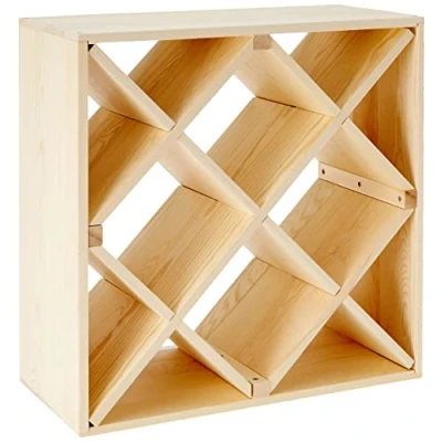 Afbeelding van Houten wijnflessen rek/wijnrek vierkant voor 20 flessen 52 x 25 cm Wijnfles houder