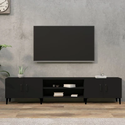 Afbeelding van Tv meubel 180x31,5x40 cm bewerkt hout zwart