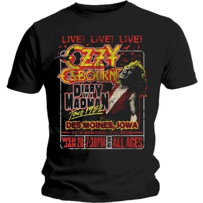 Afbeelding van Ozzy Osbourne Diary Of A Madman Tour Heren T shirt L Zwart