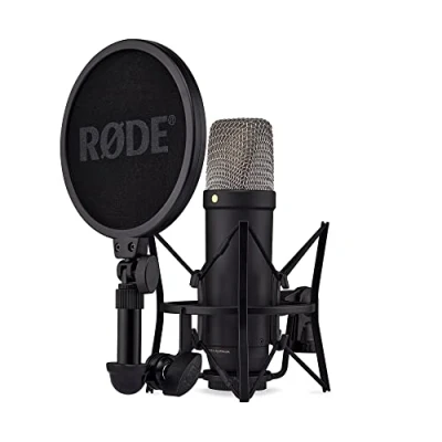 Image de RØDE NT1 5ème Génération Microphone à condensateur de Studio Grand diaphragme avec Sorties XLR et USB, Support Antichoc Filtre Anti Pop pour la, l&#039;enregistrement Vocal Le podcasting (Noir)