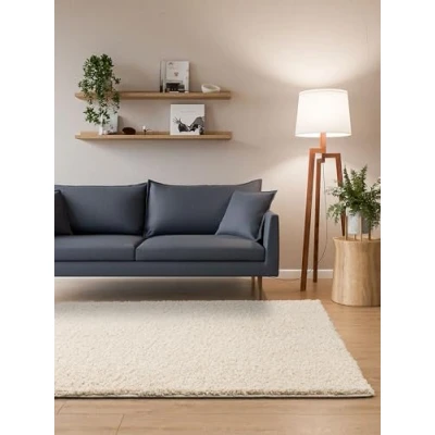 Afbeelding van Interiyou Sofia hoogpolig tapijt 240 x 340 cm crème pluizig effen wasbaar antislip zacht