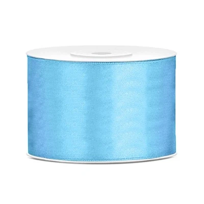 Afbeelding van Satijnen lint van polyester, strik en geschenkverpakking 6/12/25/38/50/100 mm x 25 m (afmetingen 50 kleur hemelsblauw)