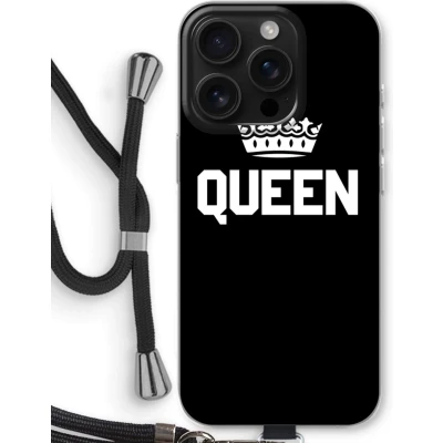 Afbeelding van Case Company® hoesje met Koord geschikt voor iPhone 16 Pro Queen Zwart Telefoonhoesje Bescherming aan alle Kanten en Over de Schermrand