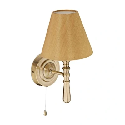 Afbeelding van Relaxdays wandlamp binnen muurlamp met lampenkap lamp wandmontage E14 stof/metaal messing