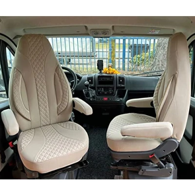 Afbeelding van BREMER SITZBEZÜGE Beschermende autostoelhoezen voor campers, Ducato, bestuurder en passagier WPL405 Beige