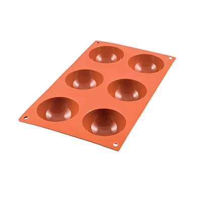 Afbeelding van Silikomart SF002 Classic bakvorm 6 halve bollen siliconen baksteenrood 30 x 17,5 3,5 cm