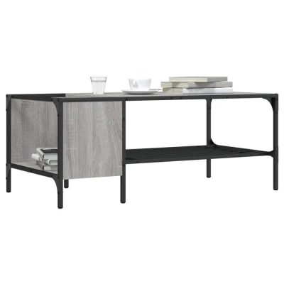 Afbeelding van Salontafel met rek 100x51x40 cm bewerkt hout grijs sonoma eiken