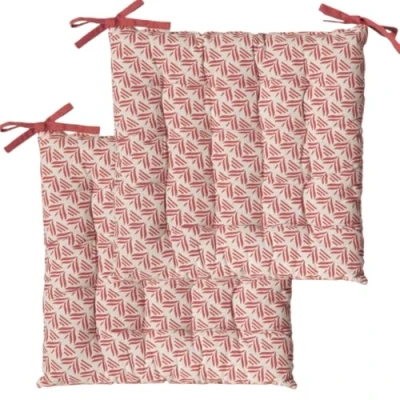 Afbeelding van Atout Ciel Set van 2 stoelkussens, vierkant, tweekleurig, 40 x cm, terracotta, bedrukt, effen