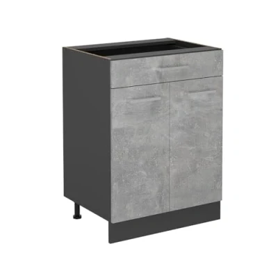 Afbeelding van Vicco Keukenonderkast R Line, Beton/Antraciet, 60 cm met lade, zonder werkblad
