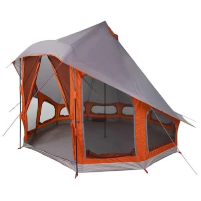 Afbeelding van vidaXL Familietent Tipi Grijs en Oranje 6 Persoons Waterdicht