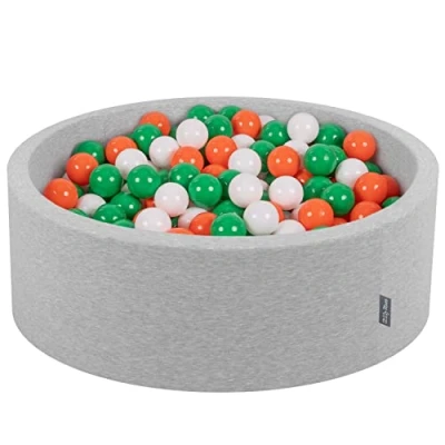 Afbeelding van KiddyMoon 90 x 30 cm met 200 ballen een diameter van 7 cm, rond ballenbad voor baby&#039;s, gemaakt in de EU, Ierland: groen, wit, oranje