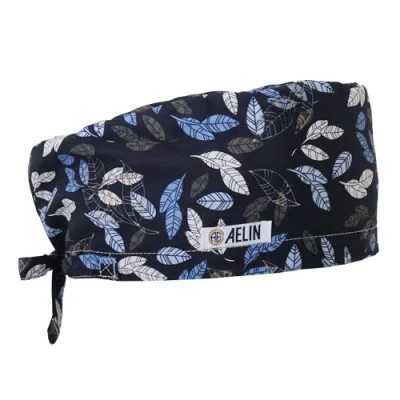 Afbeelding van Calot De Bloc Médical Cheveux longs Couvrant Femme 100% coton (Bleu feuilles)