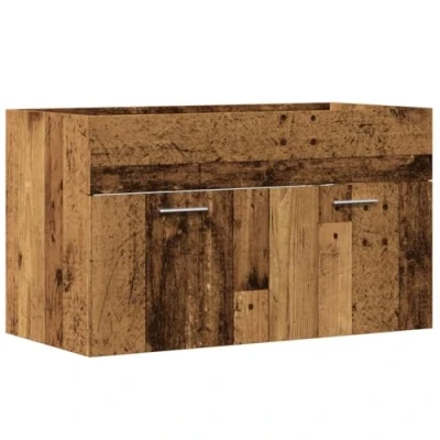 Afbeelding van Wastafelkast 90x38,5x46 cm bewerkt hout oud houtkleurig