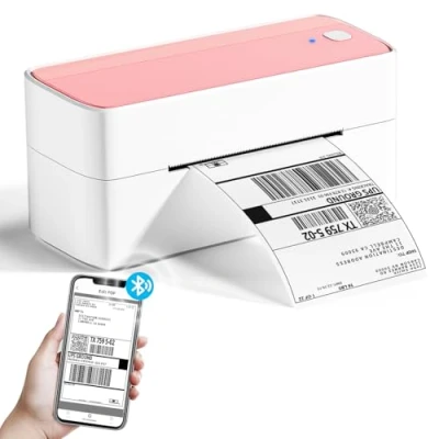 Afbeelding van Phomemo Bluetooth labelprinter DHL thermische printer 4 x 6 cm barcode printer, Amazon, Etsy, Shopify, Royal Mail, DHL, FedEx (roze)