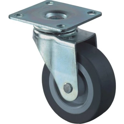 Afbeelding van Kelfort Kastzwenkrol/zwenkwiel, verzinkt, anti statisch zwart rubber wiel met glijlager, grijs gummy 30mm