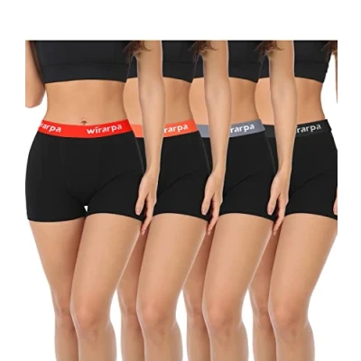 Afbeelding van Wirarpa Set van 4 boxershorts niet schurend katoen voor dames, met binnenbeenlengte 7,6 cm, stuks.
