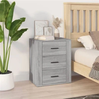 Afbeelding van Nachtkastje 50x36x60 cm bewerkt hout grijs sonoma eikenkleurig