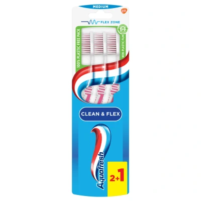 Afbeelding van Aquafresh Clean &amp; Flex Tandenborstel Medium 3ST