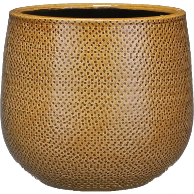 Afbeelding van Mica Decorations gabriel ronde bloempot oker maat in cm: 19 x 21