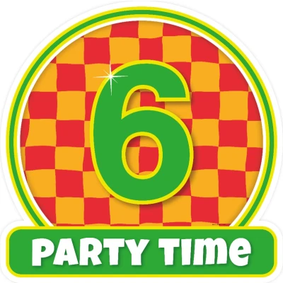 Afbeelding van Deurbord 6 jaar party 50cm