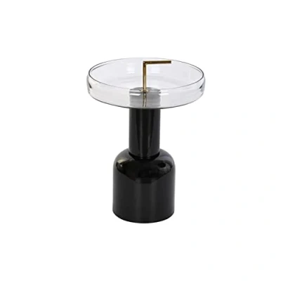 Afbeelding van Bijzettafel DKD Home Decor Kristal Zwart Transparant Ijzer 41 x 57 cm