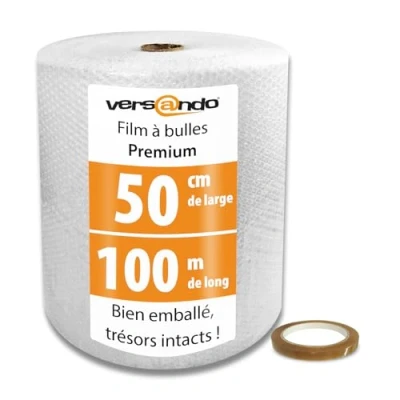 Afbeelding van versando Bubbel wrapfolie rol 50 cm x 100 m en plakband 19 mm 66