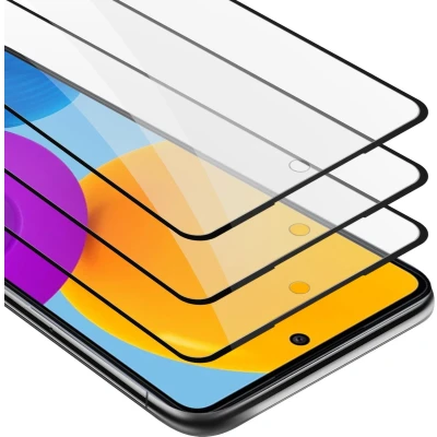 Afbeelding van Cadorabo 3x Screenprotector geschikt voor Samsung Galaxy M52 5G Volledig scherm pantserfolie Beschermfolie in TRANSPARANT met ZWART Getemperd (Tempered) Display beschermend glas 9H hardheid 3D Touch