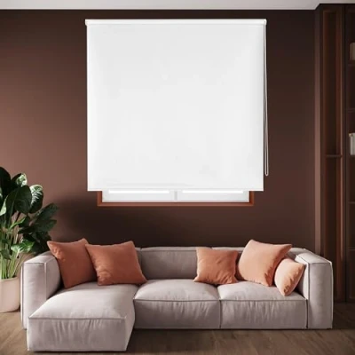 Afbeelding van Blindecor Draco verduisterend rolgordijn, effen, gebroken wit 100 x 230 cm, stofmaat 97 225 thermisch rolgordijn