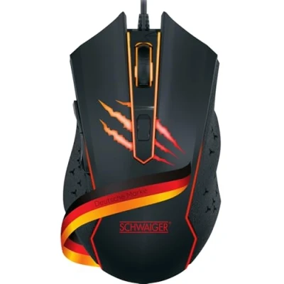 Afbeelding van SCHWAIGER GM3000 Gaming Muis Computer PC Accessoires 6 Knoppen RGB Verlichting Ergonomisch Zwart Rood