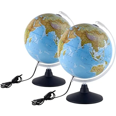 Afbeelding van Idena 569902 Globe met ledverlichting en aan/uit schakelaar diameter ca. 30 cm fysieke politieke kaart