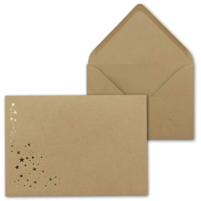 Afbeelding van 50 kerstenveloppen 114 x 162 mm, 120 g/m² zandbruin met natte lijm