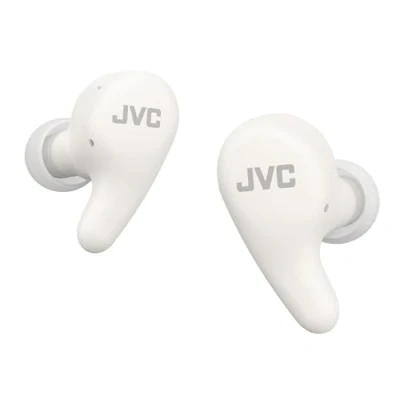 Afbeelding van JVC HA A23T W True Wireless Gumy Premium hoofdtelefoon met ruisonderdrukking, Bluetooth 5.4, omgevingsgeluidsmodus, 26 uur looptijd en doorschijnende oplaadhoes, USB C, wit