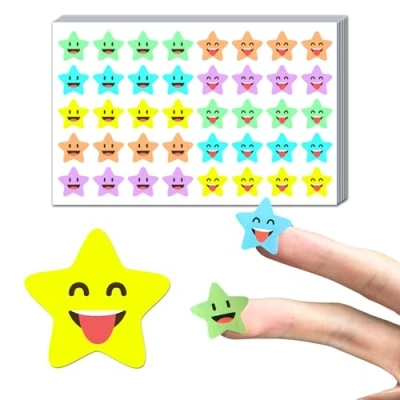 Afbeelding van 1000 Pièces, Gommettes Smile Étoiles Autocollantes Enseignants 20 mm