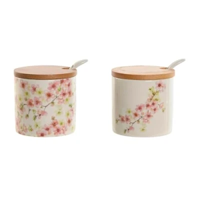 Afbeelding van Suikerpot Home ESPRIT Wit Roze Lila Bamboe Dolomite 7,5 x cm (2 Stuks)