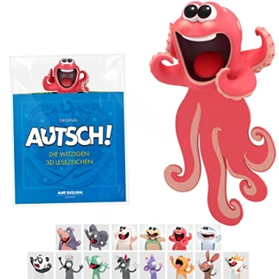 Afbeelding van KXT Grappige 3D bladwijzer Originele AUTSCH! Cartoon dieren grappig cadeau voor kinderen en volwassenen (octopus)