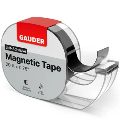 Afbeelding van GAUDER Magnetisch Plakband in dispenser, dispenser met zelfklevende magneetstrip, magneetband (6 m)