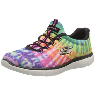 Afbeelding van Skechers Summits Looking Groovy Sneakers voor dames, Zwart &amp; Multi Mesh / White Trim