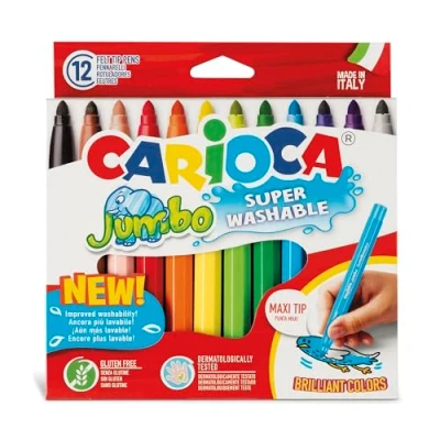 Afbeelding van Carioca Viltstift Jumbo Superwashable 12 Stiften In Een Kartonnen Etui