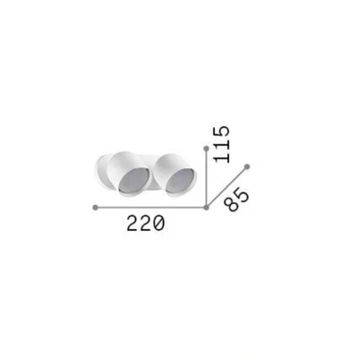 Afbeelding van Wandlamp Ideal Lux Dodo, wit, 2 lamps, metaal Ø 8,5 cm