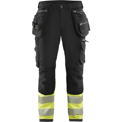 Afbeelding van Blaklader High Vis 4 weg stretch werkbroek 1993 1642 Zwart/High Geel D116