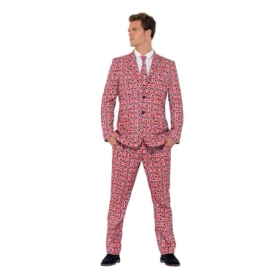 Afbeelding van Smiffy&#039;s Vlaggen Kostuum Extravagant Herenkostuum Keurig Pak Engelse Vlag Union Jack Man Blauw, Rood Large Carnavalskleding Verkleedkleding