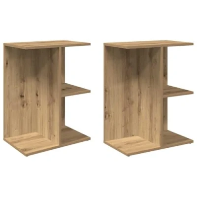 Afbeelding van vidaXL Nachtkastjes 2 st 46,5x29x61 cm bewerkt hout artisanaal eiken