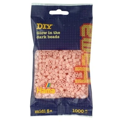 Image de Sachet de 1000 perles a repasser hama midi phosphorescent rouge loisirs creatifs 207 56